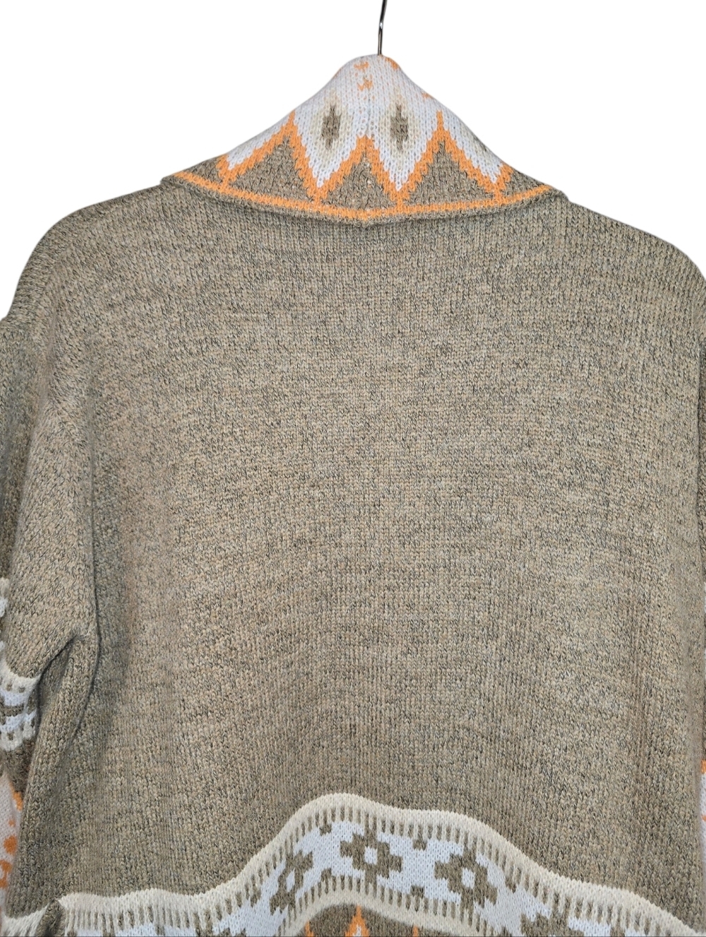 BiBi Aztec Tribal Open Front Cardigan Duster Boho Southwest Orange Taupe Size Sm - Picture 5 of 14